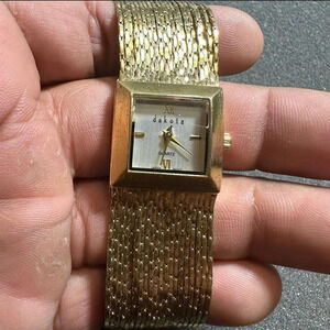 Dakota Watch Company Ladies Gold Tone Square Dial Watch Chain Bracelet Working